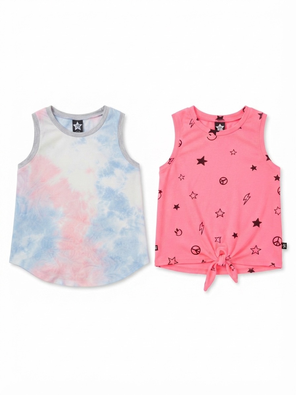 Pixie Lane Tie-Dye & Graphic Tank Top Set - Pink & Pastel Tie-Dye Size 6